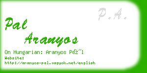 pal aranyos business card